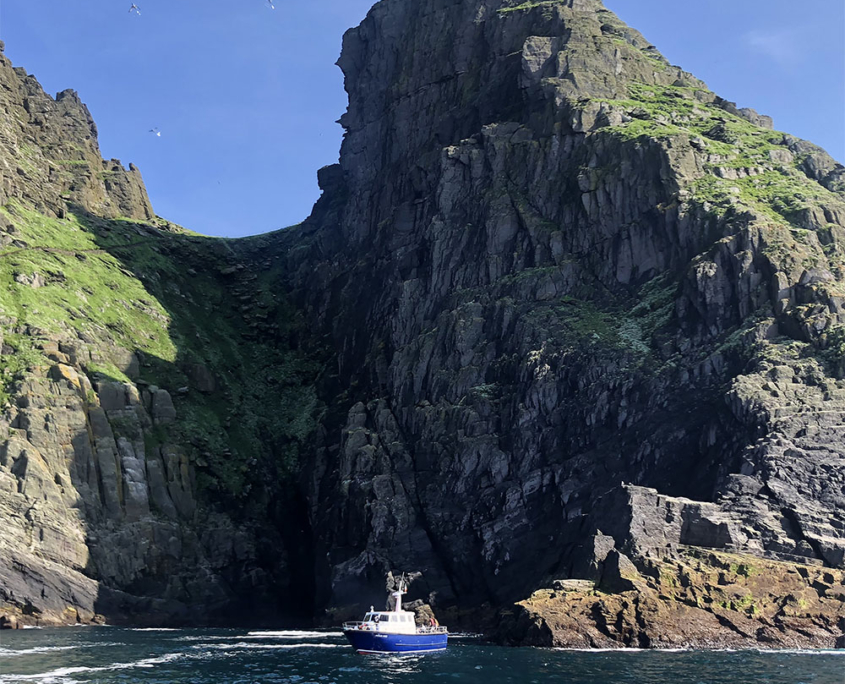 close up of skellig rocks on skellig michael cruises eco tour